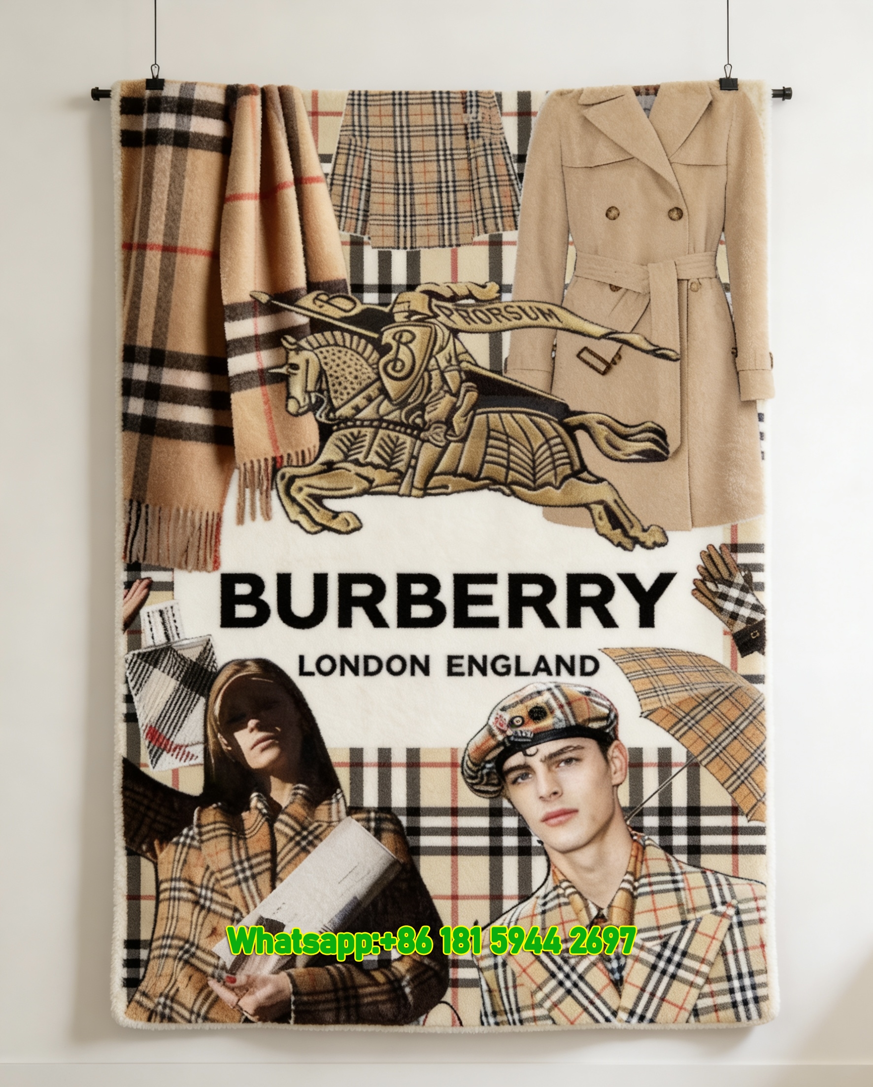 Burberry London Plaid Collage Flannel Throw Blanket B109